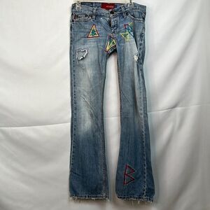 Hollister Embroidered Destroyed & faded crafted low-rise button fly jeans size 3